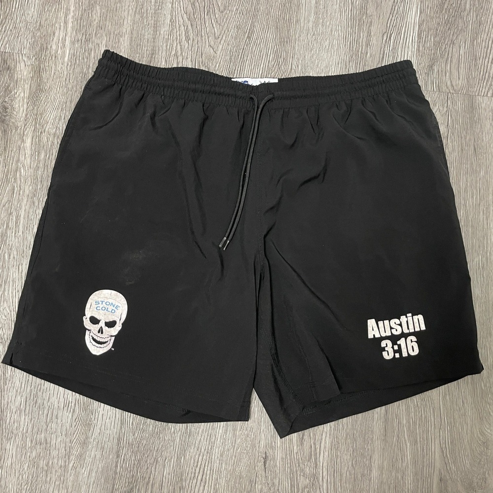 Chalk Line WWE Shorts Mens XL Black Stone Cold Steve Austin 3:16 Lined 7" Inseam